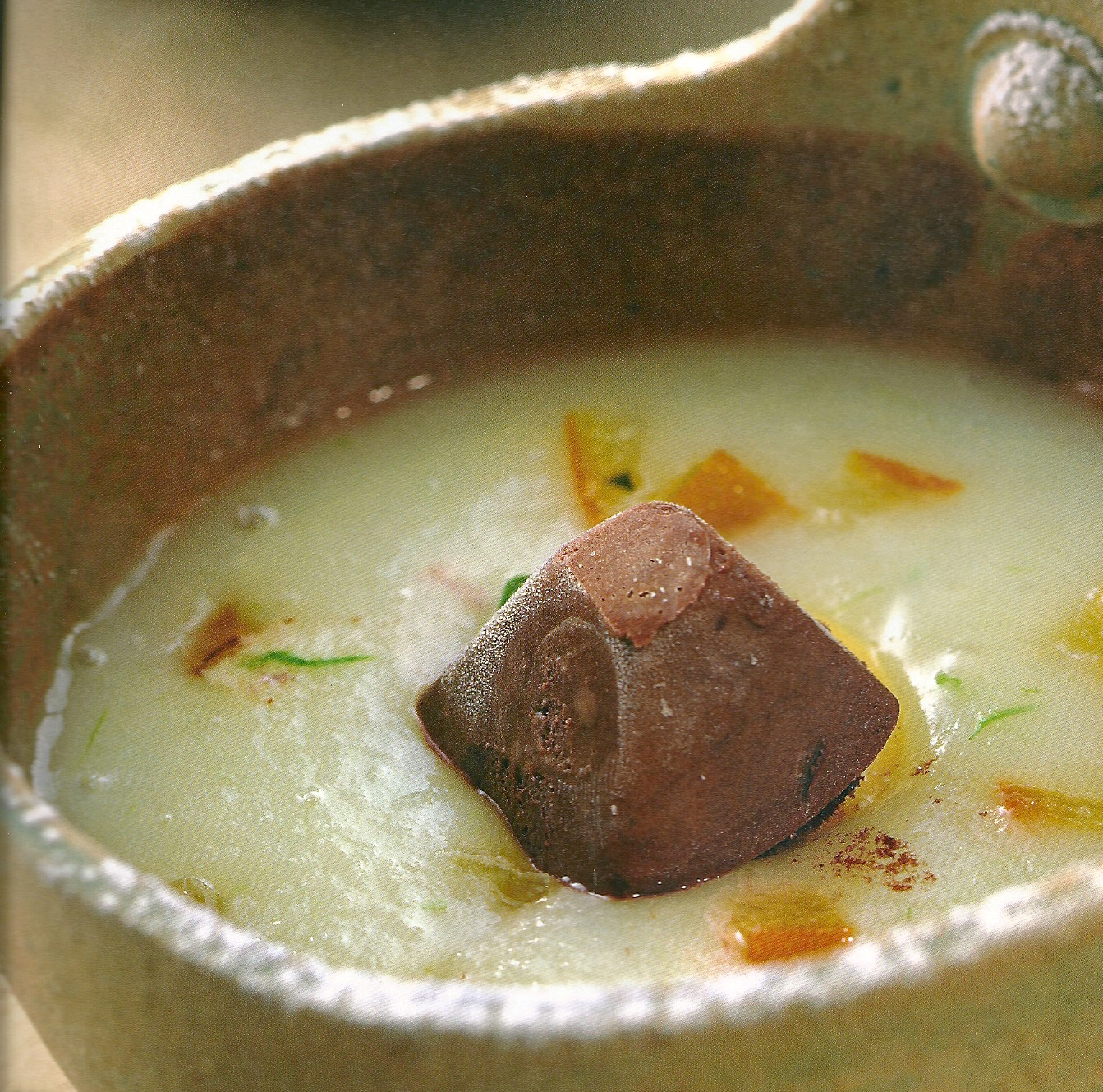 Crema di patate con bavarese al cioccolato